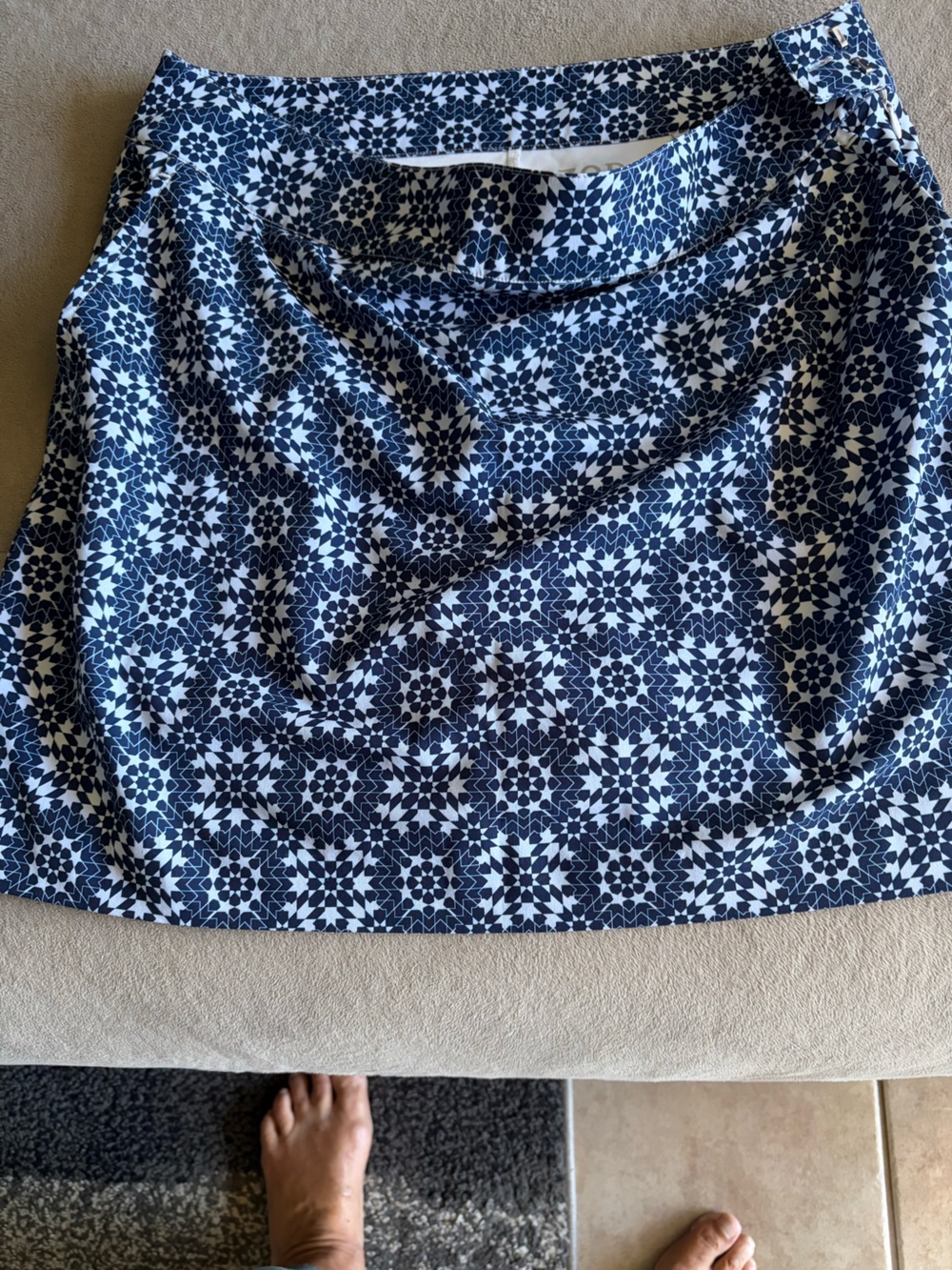 Geometric Navy and White Golf Polo